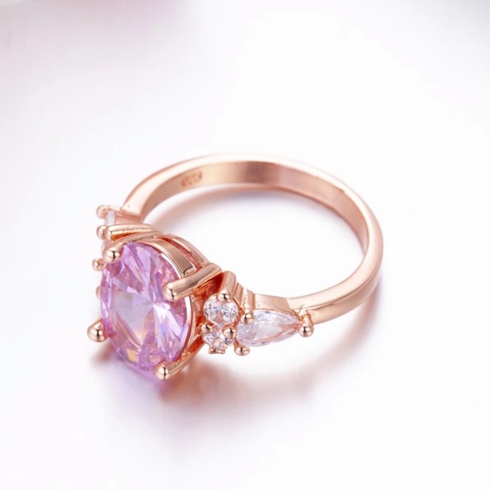 Pink Zircon Crystal Princess Ring - Picture 3 of 3